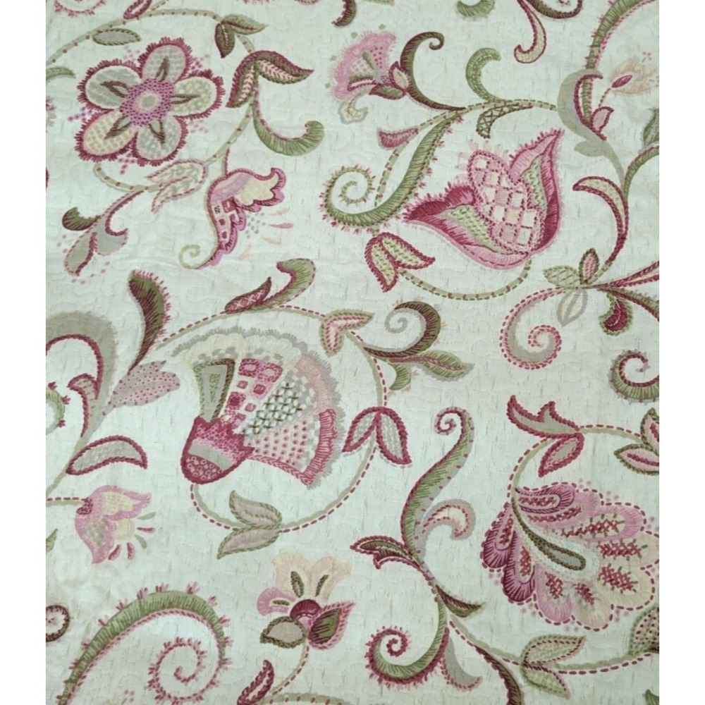 6.7 Yds Christie Brinkley Screen Print Decor‎ Quilted Cream Floral Fabric 54x240